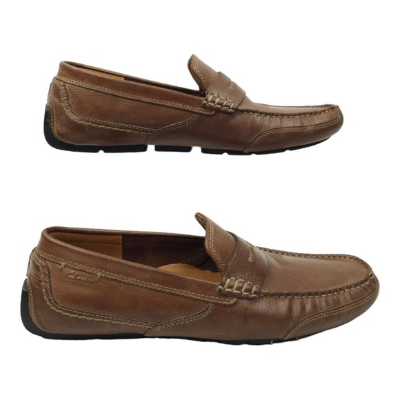 Clarks Collection Driving Mocs Penny Loafers Mens 9 Casual Shoes Brown Slip On - Picture 12 of 12